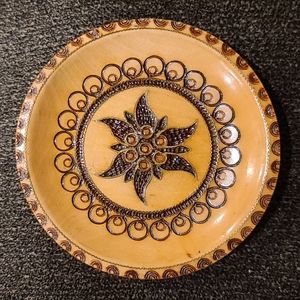 Vintage handmade Polish decorative wooden plate